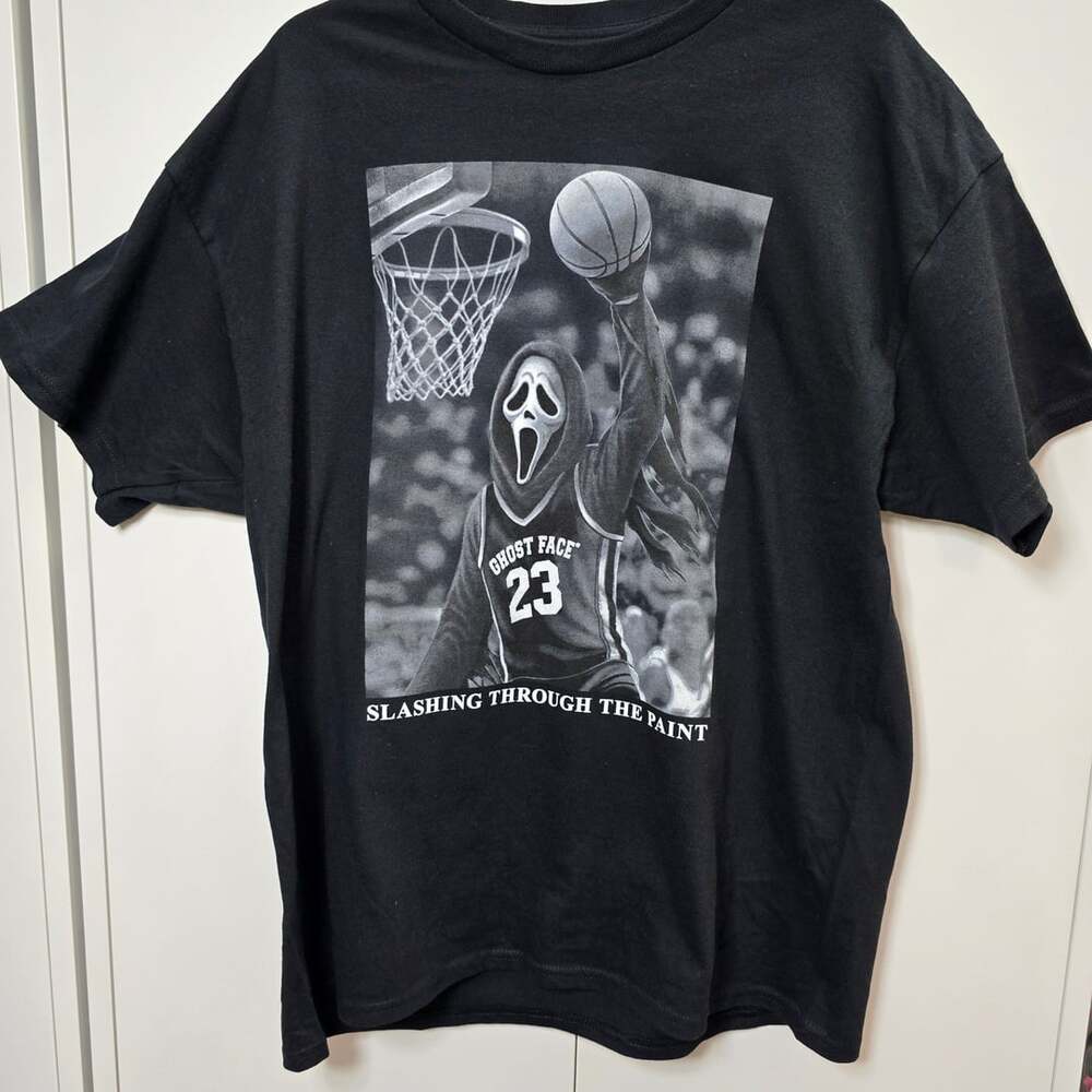Ghost Face Slashing Through The Paint Graphic T-Shirt XL Black